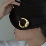 Vintage Antique Golden Moon Brooch gembea jewelry