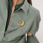 Vintage Antique Golden Moon Brooch gembea jewelry