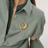 Vintage Antique Golden Moon Brooch gembea jewelry