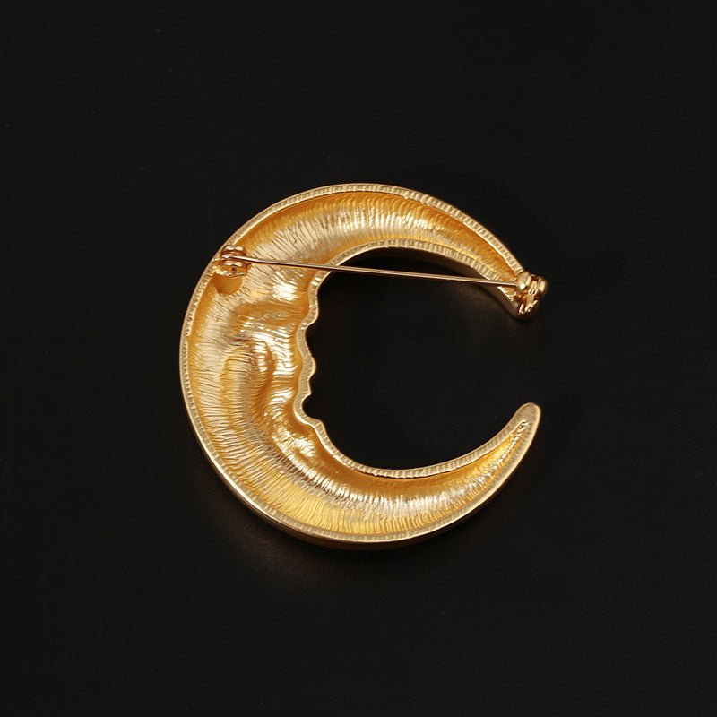 Vintage Antique Golden Moon Brooch gembea jewelry