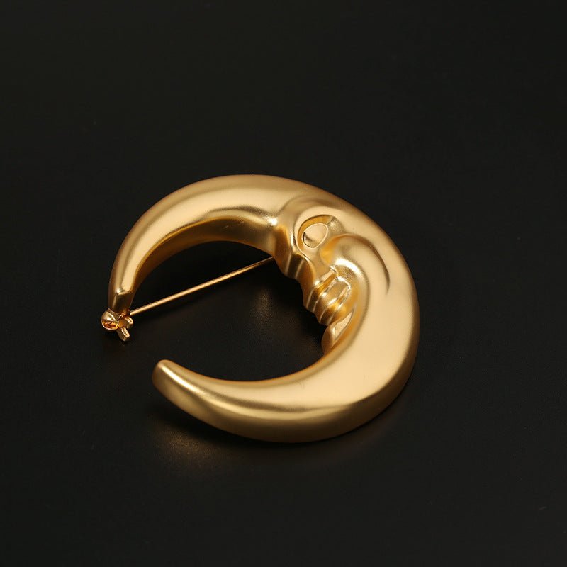 Vintage Antique Golden Moon Brooch gembea jewelry