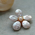 Vintage Baroque Pearl Flower Brooch gembea jewelry
