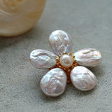 Vintage Baroque Pearl Flower Brooch gembea jewelry