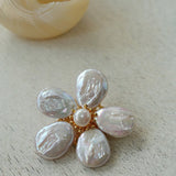 Vintage Baroque Pearl Flower Brooch gembea jewelry