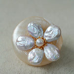 Vintage Baroque Pearl Flower Brooch gembea jewelry