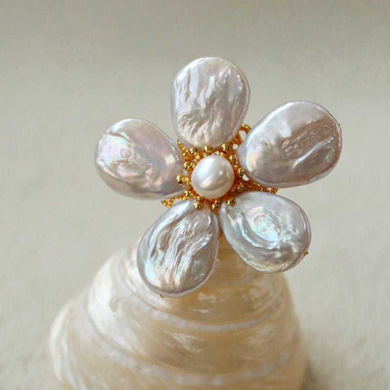 Vintage Baroque Pearl Flower Brooch gembea jewelry