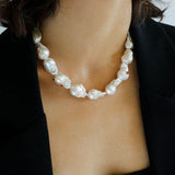 Vintage Crystal Set in Large Baroque Pearl Necklace - Gembea Jewelry