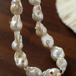 Vintage Crystal Set in Large Baroque Pearl Necklace - Gembea Jewelry