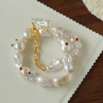 Vintage Crystal Set in Large Baroque Pearl Necklace - Gembea Jewelry