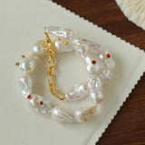 Vintage Crystal Set in Large Baroque Pearl Necklace - Gembea Jewelry