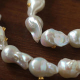 Vintage Crystal Set in Large Baroque Pearl Necklace - Gembea Jewelry