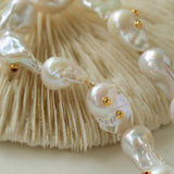 Vintage Crystal Set in Large Baroque Pearl Necklace - Gembea Jewelry