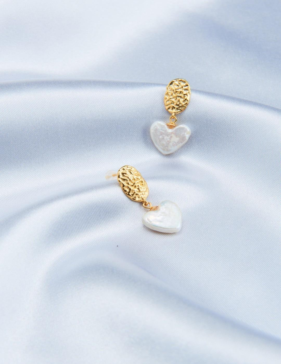 Vintage Heart Baroque Pendant Drop Earrings - Gembea Jewelry