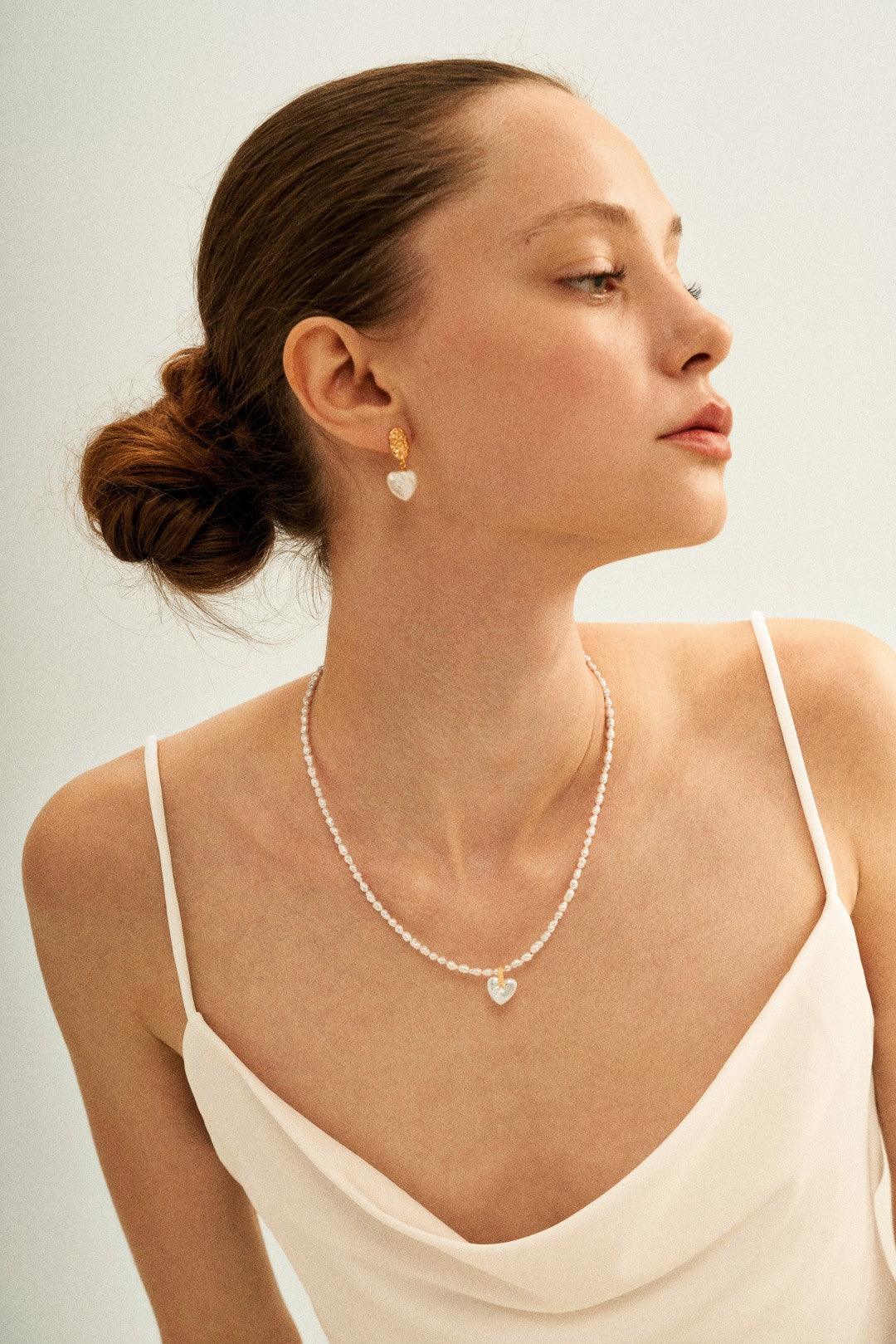 Vintage Heart Baroque Pendant Drop Earrings - Gembea Jewelry