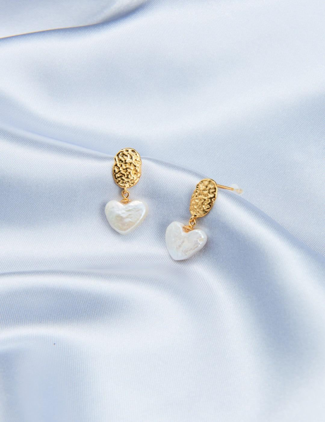 Vintage Heart Baroque Pendant Drop Earrings - Gembea Jewelry