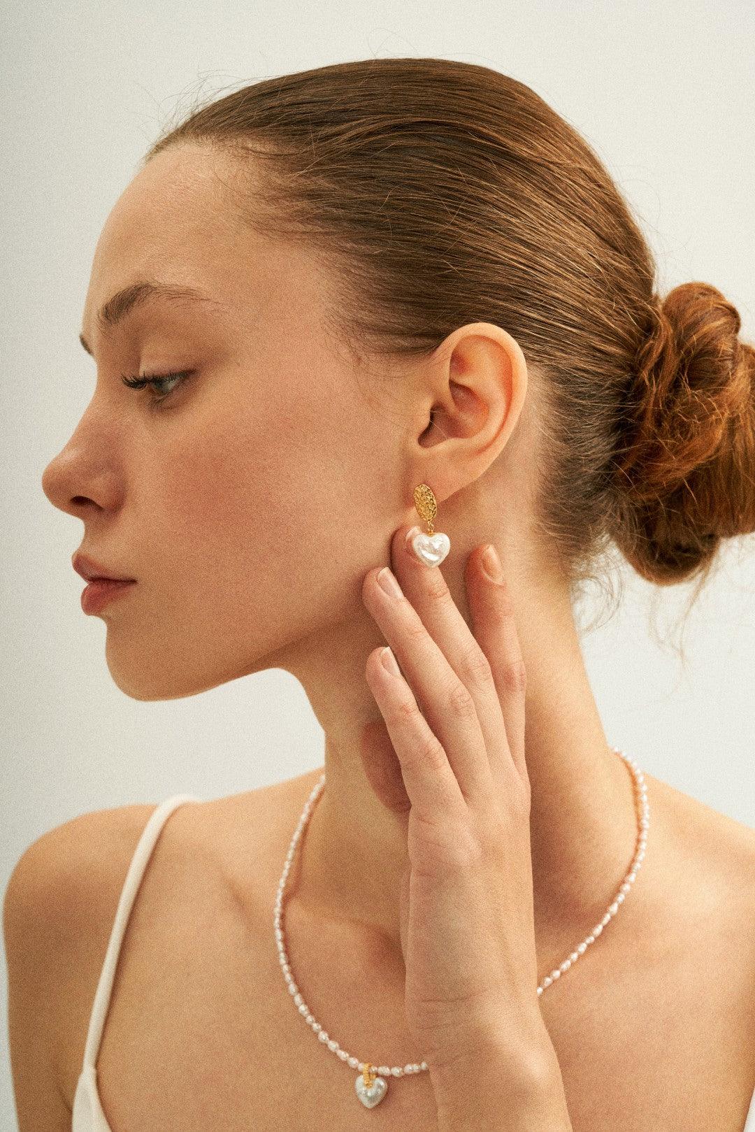 Vintage Heart Baroque Pendant Drop Earrings - Gembea Jewelry