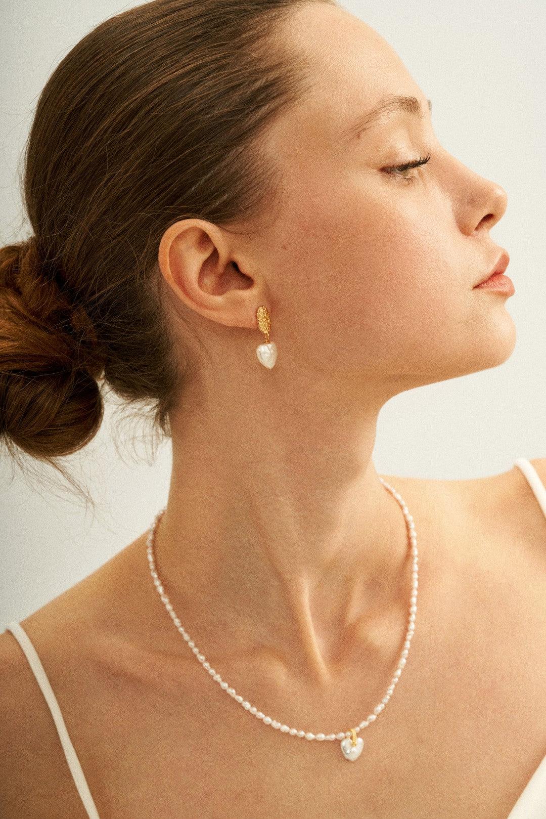 Vintage Heart Baroque Pendant Drop Earrings - Gembea Jewelry