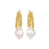 Vintage Lava Texture Baroque Pearl Drop Earrings