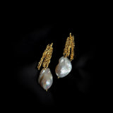 Vintage Lava Texture Baroque Pearl Drop Earrings
