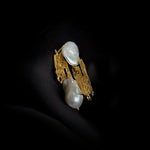 Vintage Lava Texture Baroque Pearl Drop Earrings