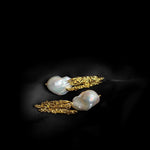 Vintage Lava Texture Baroque Pearl Drop Earrings