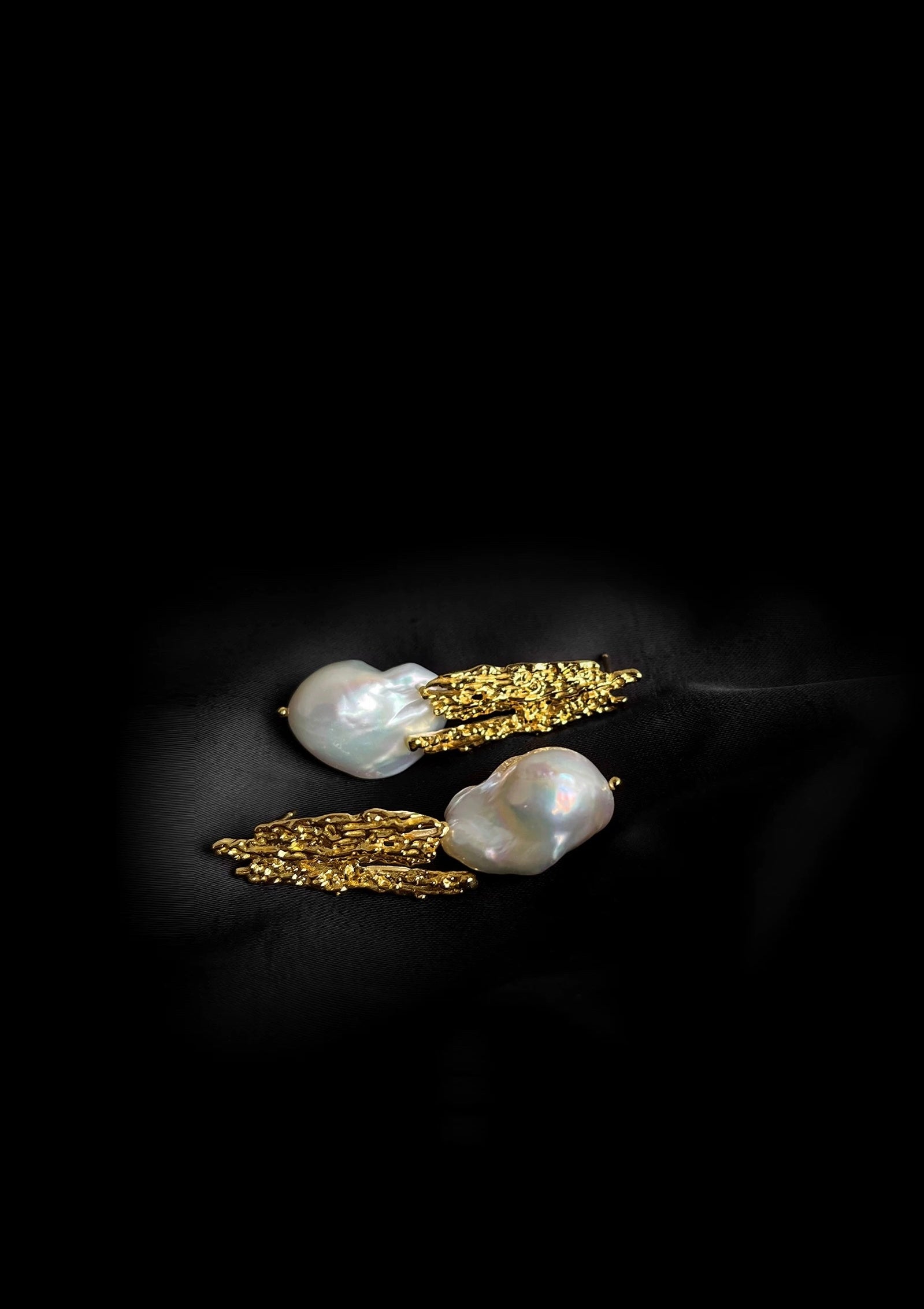 Vintage Lava Texture Baroque Pearl Drop Earrings