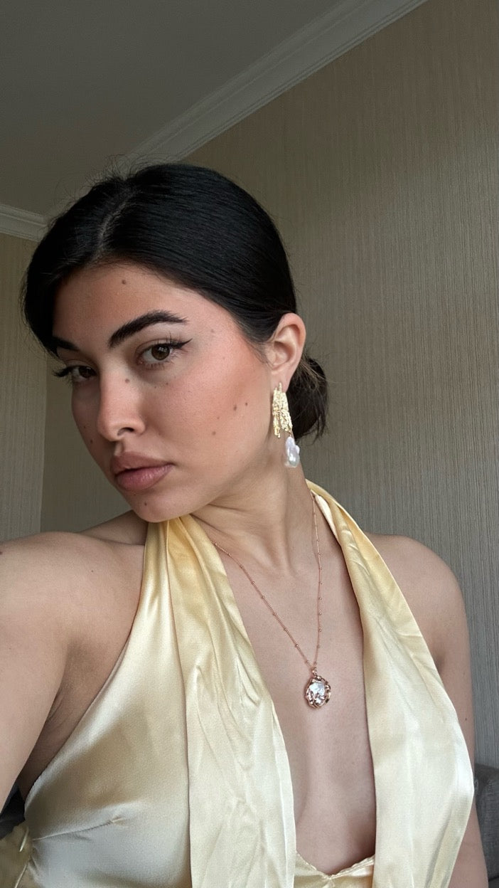 Vintage Lava Texture Baroque Pearl Drop Earrings