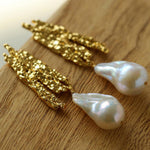 Vintage Lava Texture Natural Baroque Pearl Earrings - Gembea Jewelry