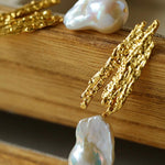 Vintage Lava Texture Natural Baroque Pearl Earrings - Gembea Jewelry