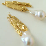 Vintage Lava Texture Natural Baroque Pearl Earrings - Gembea Jewelry