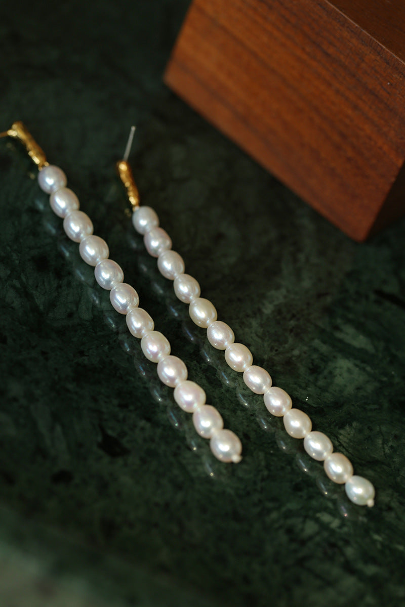 Vintage Long Pearl Beaded Drop Earrings GEMBEA JEWELRY
