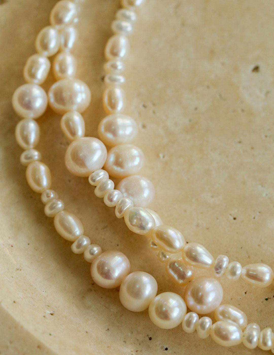 Vintage Multi-layered Long Beaded Pearl Necklace - Gembea Jewelry