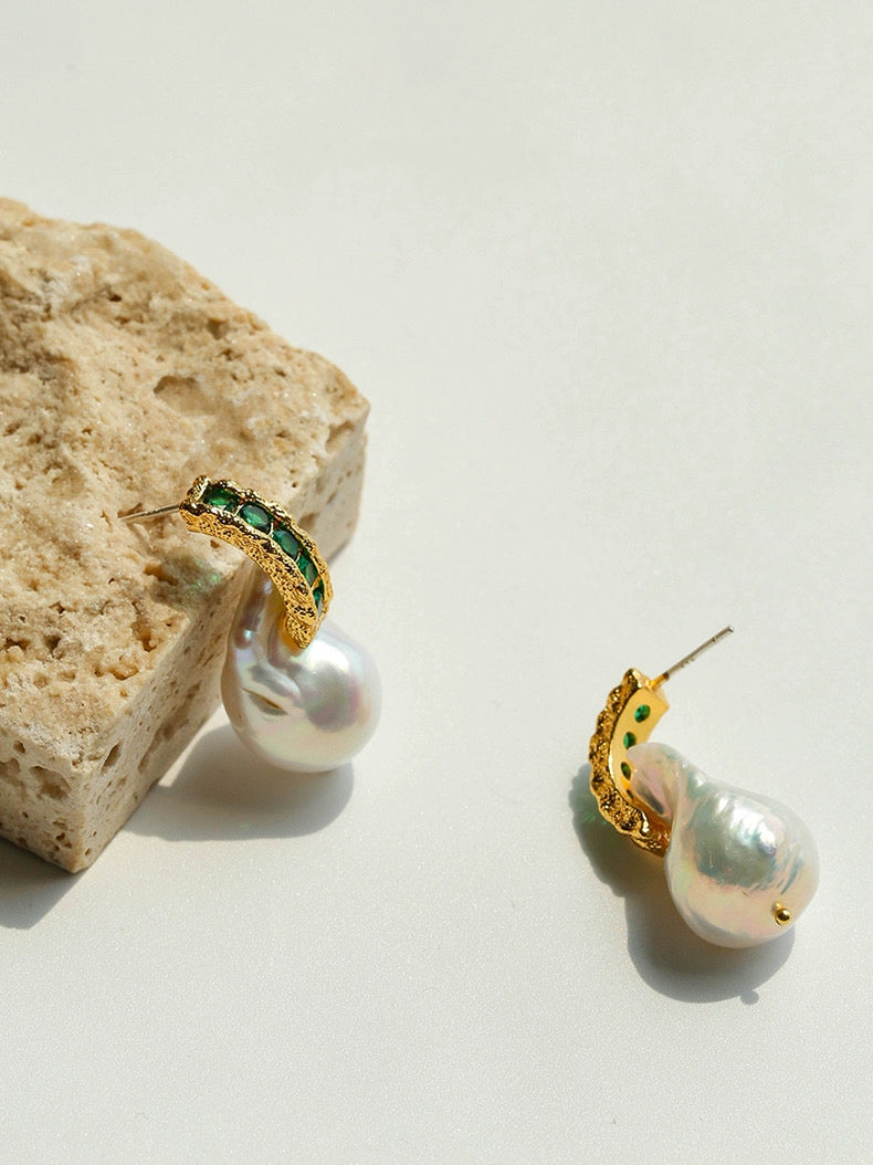 Vintage Natural Baroque Pearl Earrings gembea jewelry