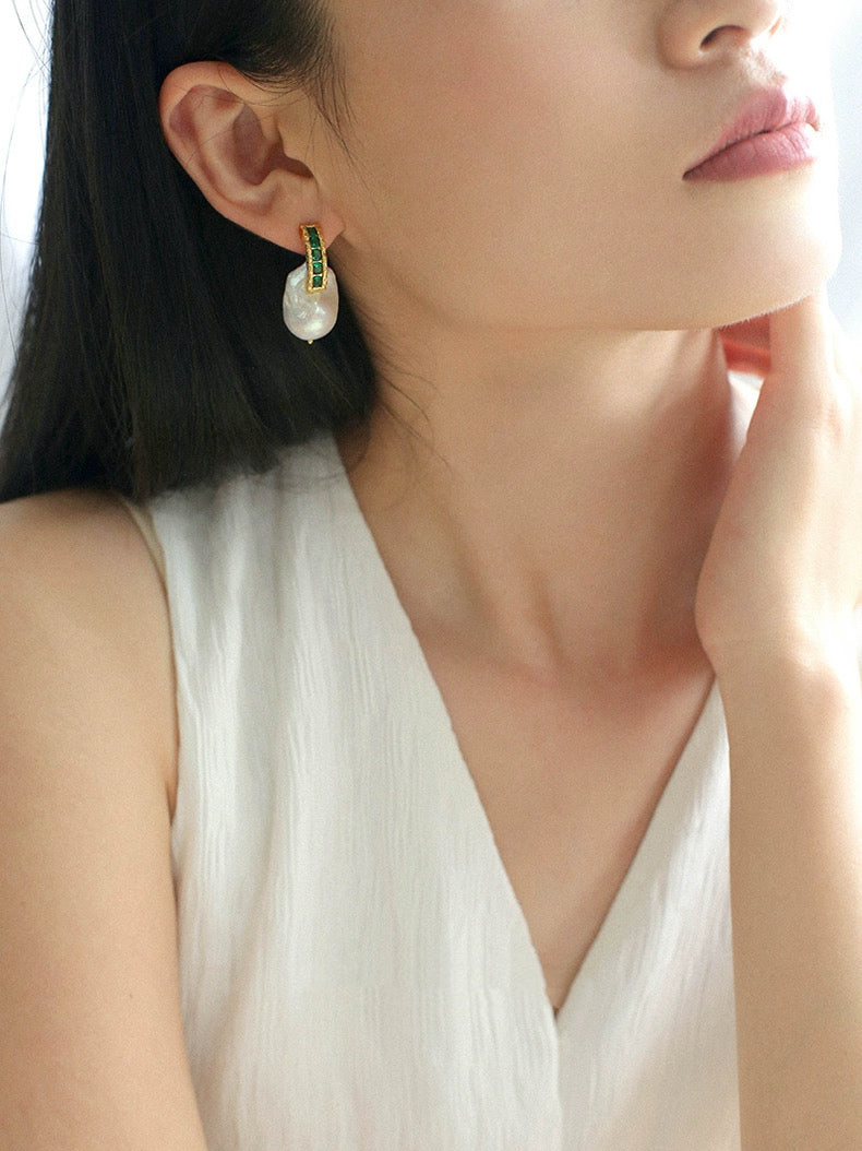 Vintage Natural Baroque Pearl Earrings gembea jewelry