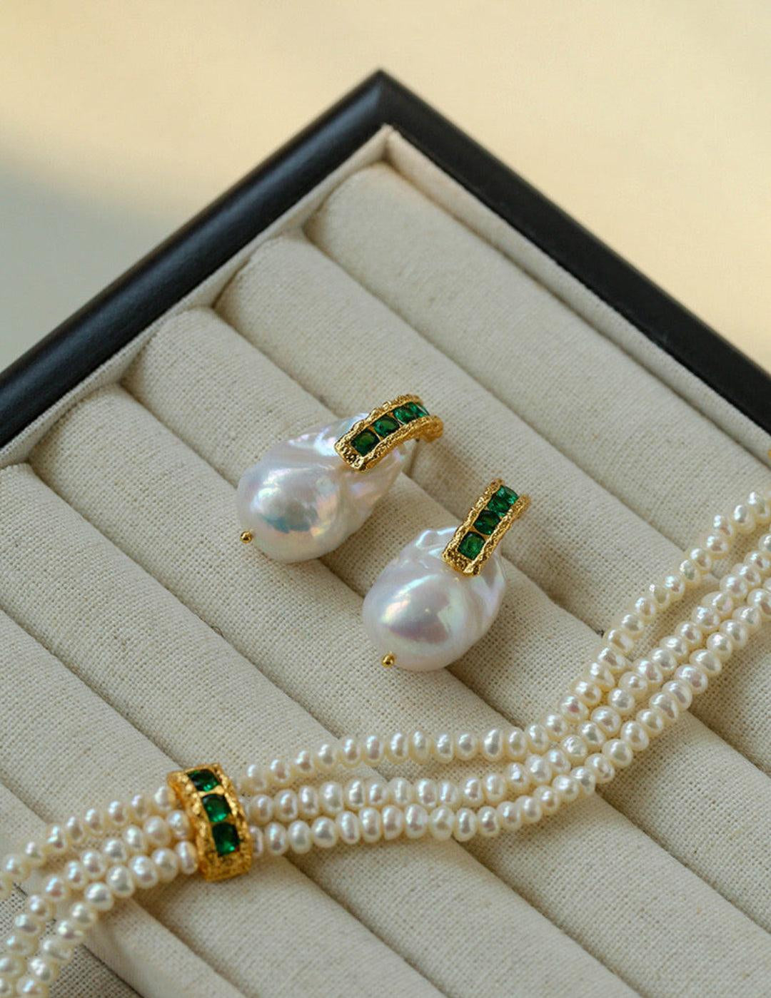 Vintage Natural Pearl Baroque Earrings - Gembea Jewelry