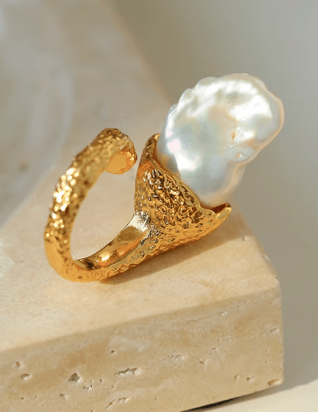 Natural Baroque Pearl Open Ring - Gembea Jewelry