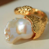 Natural Baroque Pearl Open Ring - Gembea Jewelry