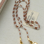 Vintage Spoon Pendant Garnet White Crystal Beaded Necklace