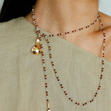 Vintage Spoon Pendant Garnet White Crystal Beaded Necklace