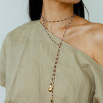 Vintage Spoon Pendant Garnet White Crystal Beaded Necklace