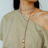 Vintage Spoon Pendant Garnet White Crystal Beaded Necklace