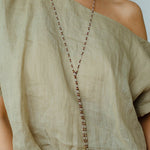 Vintage Spoon Pendant Garnet White Crystal Beaded Necklace