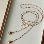 Vintage Spoon Pendant Garnet White Crystal Beaded Necklace