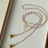 Vintage Spoon Pendant Garnet White Crystal Beaded Necklace