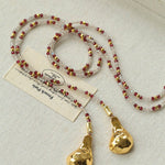Vintage Spoon Pendant Garnet White Crystal Beaded Necklace