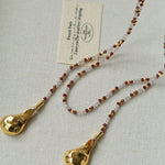 Vintage Spoon Pendant Garnet White Crystal Beaded Necklace