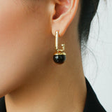 Vintage Tiger's Eye Stone Drop Earrings-Gembea Jewelry