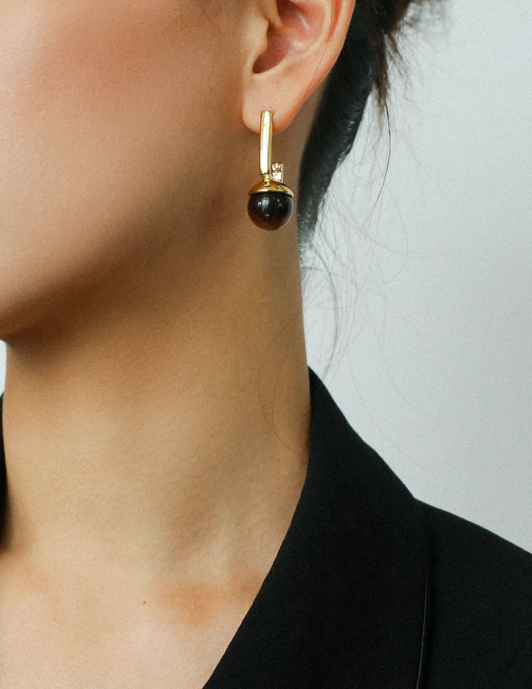Vintage Tiger's Eye Stone Drop Earrings-Gembea Jewelry