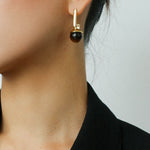 Vintage Tiger's Eye Stone Drop Earrings-Gembea Jewelry