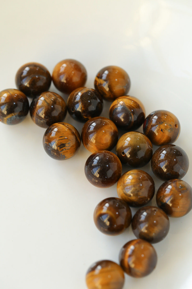 Vintage Tiger's Eye Stone Drop Earrings-Gembea Jewelry